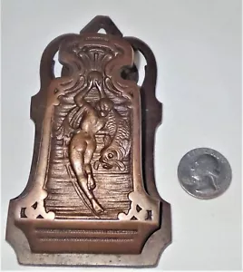 ANTIQUE ART NOUVEAU JUDD CAST IRON NUDE LADY DOLPHIN FISH WALL DECO DESK CLIP US - Picture 1 of 9