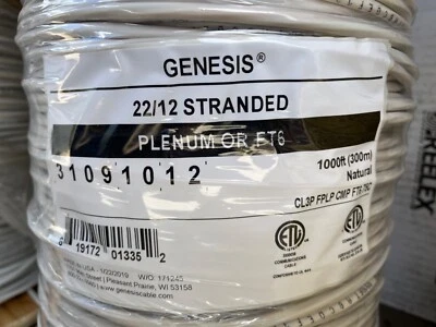 Honeywell Genesis 3109 22/12C Stranded Security/Control Cable Plenum White 1000’ - Image 1 of 4