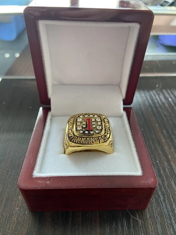 1994 Arkansas Razorbacks Commerative Championship Fan ring w box, US Ship Cover