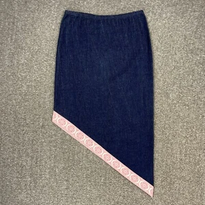 Rave 4 Real Denim Skirt Women's Junior's S Asymetrical Hem Pink Trim Y2K Vintage - Picture 1 of 12