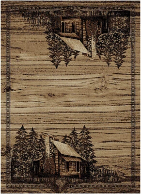 Lodge Log Cabin Rustic Pine Forest Area Rug **FREE SHIPPING** - Image 1 of 2