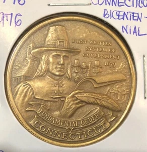 1976 Connecticut American Revolution Bicentennial Bronze Medal-38.3MM - Picture 1 of 4