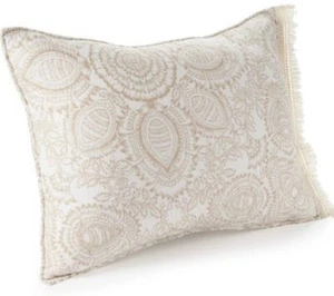 Oscar & Grace Everly Quilted ONE Standard Sham Creme Gold Baumwolle Weiche Fransen - Bild 1 von 8