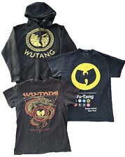 WU TANG Clan Heavy Cotton Black Graphic Hooded Sweatshirt Tshirt Mens Medium LOT