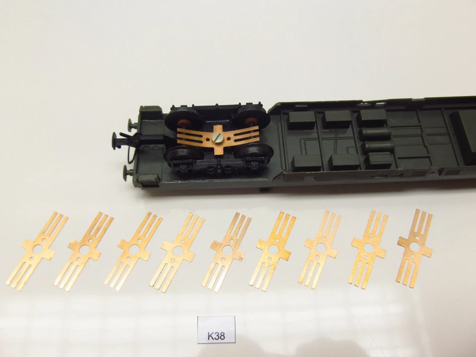 K38, Kontakte Radschleifer KaModel für Wagenbeleuchtung HO/TT Wagen, 8St