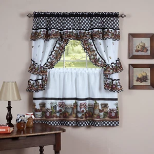 Ruffled Valance 4 Piece Kitchen Curtain Set, 36 In - Picture 1 of 1