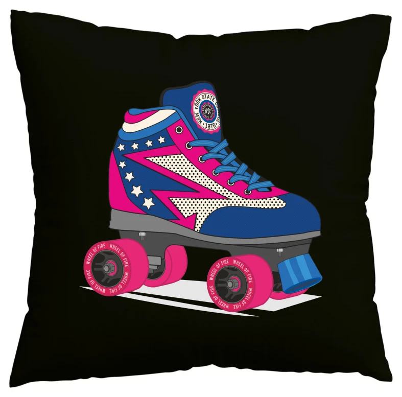 Kissenbezug Disco Roller - Skates - 80er Jahre Rollschuhe - Retro Schwarz 600558 - Bild 1 von 1