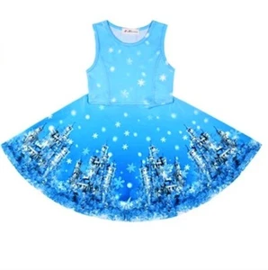 La Beca Frozen Castle Blue Flowy Girl Dress Size 6-7 New with Tag - Picture 1 of 3
