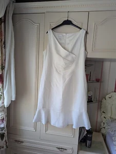 KALIKO WHITE SUMMER FIT AND FLARE CROSS-OVER DRESS - SIZE 16 - Picture 1 of 5