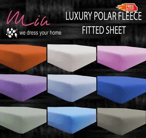 Teddy Polar Fleece Fitted Sheet Extra Deep Bed Sheets 30 cm Warm Double Bed Size - Picture 1 of 17