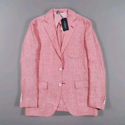 Vineyard Vines Linen Blazer Unstructured Sport Coat Mens 38R Textured Jetty Red - Image 1 of 4