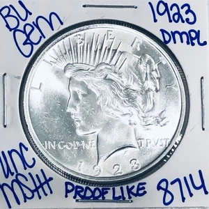 1923 BU UNCIRCULATED SILVER PEACE DOLLAR AUTHENTIC U.S. MINT FREE SHIPPING 8714 - Picture 1 of 3