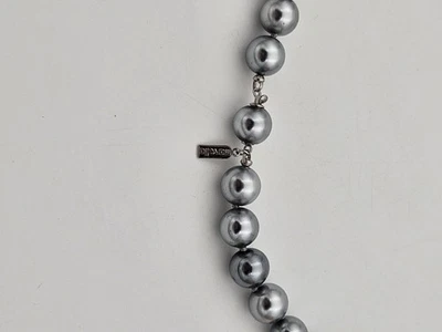 Vintage Faux Black Pearl Necklace Marvella String - Image 1 of 4