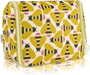 ORLA KIELY Busy Bee Hanging Wash Bag Makeup Travel Canvas Zipper Mesh Pockets - Picture 1 of 16