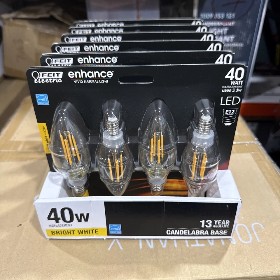 BPCTC40930CAFIL/4 FEIT ELECTRIC B10 3.3 Watt Candelabra Bulbs (E12)BW 3000K 4-PK - Image 1 of 3