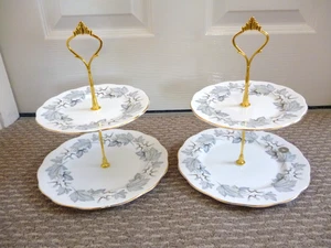 2 X ROYAL ALBERT SILBER AHORN MUSTER 2 ETAGEN KUCHENSTÄNDER - Bild 1 von 1