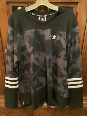 ADIDAS мужской Climalite графический верхний длинным рукавом большой черный галстук краситель хлопок - Изображение 1 из 4