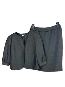 Jones New York 3 Piece Skirt Suit Gray Black Jacket Top Skirt Office 6 NWT - Picture 1 of 22