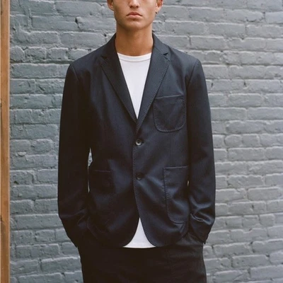 Rag & Bone Salute Patrick Blazer Herringbone Wool Jacket Dark Navy Size 44 - Image 1 of 4