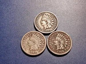 Centavos con cabeza de indio CN 1862 y 1863 - Imagen 1 de 2