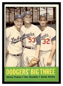 1963 Topps Baseball #412 Dodgers' Big Three CPC 63TBB-02 - Foto 1 di 2