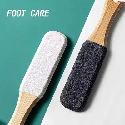 Pumice Stone Pedicure Foot File Wooden Pedicure Feet Scrubber with Handle