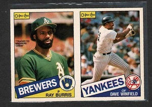 1985 OPC Brewers' Ray Burris & Yankees Dave Winfield Production Proof Uncut Pair - Bild 1 von 2
