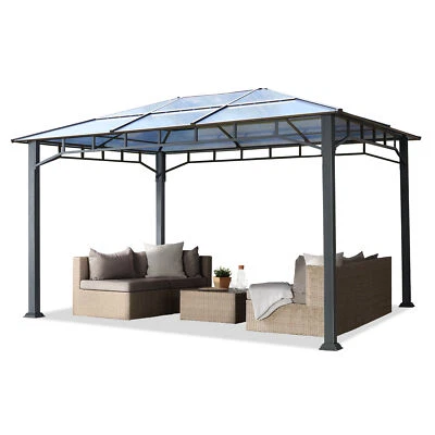 3x4 m Gartenpavillon Alu Pavillon festes Polycarbonat Dach Gartenzelt Pavillion - Bild 1 von 4
