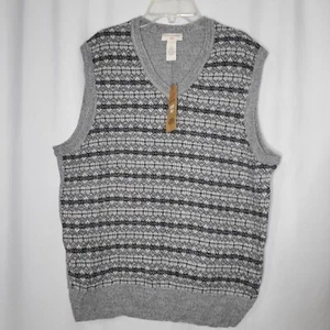 Chaleco suéter tejido Dockers gris grande nuevo con etiquetas con rayas de diamante - Imagen 1 de 9