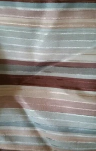 Brown & Blue Striped Lightweight/Sheer Fabric for Curtains - 30" x 60" - Picture 1 of 3