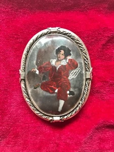 Vintage Red Boy Sir Thomas Lawrence Brooch Sterling Silver Rhodium Plated 6x4cm - Picture 1 of 10