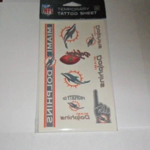 NFL MIAMI DOLPHINS SHEET OF 7 TEMPORARY TATTOOS FAST FREE SHIPPING - Picture 1 of 1