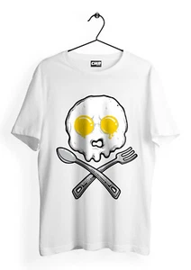 T-Shirt Maglietta Tshirt Maniche Corte Teschio Uova Urban Streetwear Oversize - Picture 1 of 5