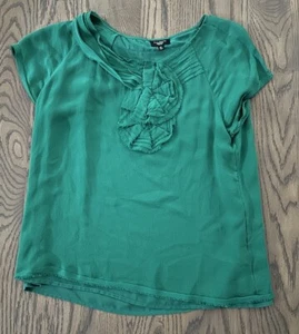 talbots verde 100% seta impreziosito top foderato 10P - Foto 1 di 10
