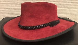 Zephyr rot & schwarz Wildleder Leder Outback Stil Hut-Größe M (7 - 7 1/8) - Bild 1 von 10