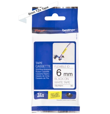 Beschriftungsband original Brother P-touch TZe-FX211 6mm sw/ws Flexi für Kabel - Bild 1 von 4