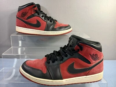 NIKE AIR JORDAN 1 MEDIO REVERSO PROHIBIDO NEGRO Y ROJO GAMUZA 554724-610 PARA HOMBRE TALLA 12 Foto 1 de 4