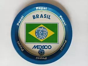VINTAGE 1986 MEXICO PEPSI BRAZIL WORLD CUP SOCCER METAL TRAY CARECA FLAG SIGN 🔥 - Picture 1 of 2