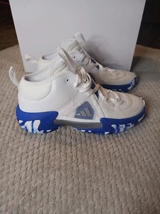 Scarpe da basket Adidas donna taglia 8 Exhibit Select metà bianco blu marmo IE9333 - Foto 1 di 9