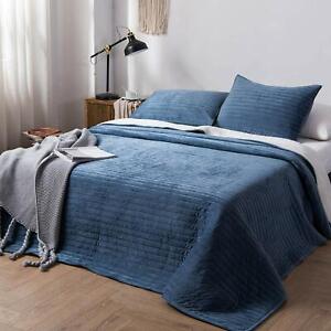 Soft Velvet Sherpa Flannel Fleece Bedding Quilt Coverlet Bedspread Blanket Set