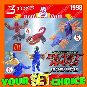 SET 3 McDonald's 1998 TRANSFORMERS Beast Wars TRANSTRANSTRANSALS Metallic IHRE WAHL - Bild 1 von 8