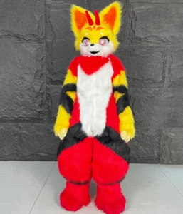 Long Fur Husky Dog Fox Mascot Costume Fursuit Halloween Suit Cosplay 425# - Picture 1 of 3