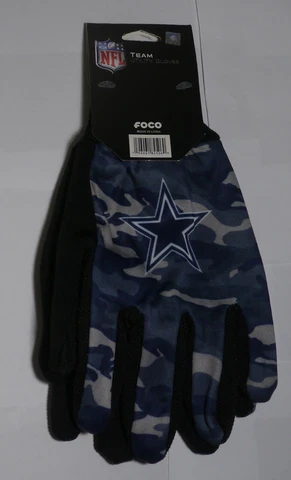 NEW Foco Dallas Cowboys Men Utility Gloves NFL Blue Camo Cover