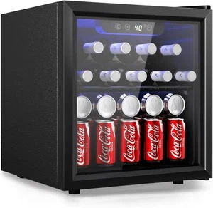 Beverage Cooler Mini Fridge Glass Door LED Light for Drinks Beer Wine Home Bar - Picture 1 of 30