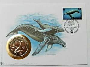Tonga - "HUMPBACK WHALE ~ WWF" Medal Cover / PNC 1996 ! - Picture 1 of 9
