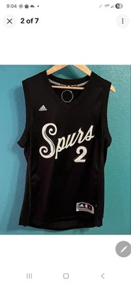 Camiseta Adidas Kawhi Leonard San Antonio Spurs preta masculina tamanho médio #2 NBA - Imagem 1 de 4