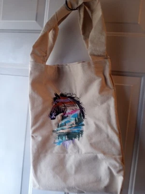 手工制作马头刺绣帆布手提包 — 第 1/3 张图片