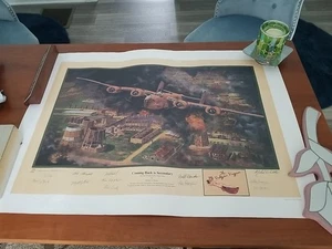 "COMING BACK IS SECONDARY"Lithograph signed by M. Wooten & Pilots WW2 B-24 - Picture 1 of 9
