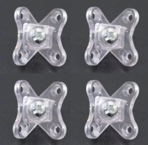 SET 4 SUPPORTI STAFFE UNISCI FISSA ANGOLI A 90° IN PLASTICA TRASPARENTE - Foto 1 di 3