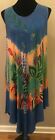 Naina's Dream Womens Pullover Swimwear Beach Cover Up Large Blue Floral Print 